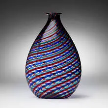 A Canne vase by Murano, c. 1980, fused glass canes, sold Feb 2025