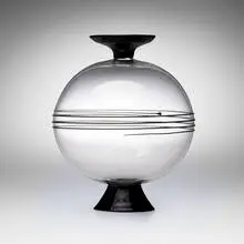 Pauly & C., Footed vase, c. 1980, glass with applied details