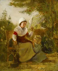 Alfred Fowler Patten, A portrait of a mother and child, oil on canvas affixed to masonite