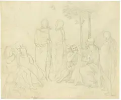 Johann Scheffer von Leonhardshoff, Harfenspieler (Blinder Homer?), Um 1815, Bleistift auf Papier