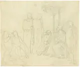Johann Scheffer von Leonhardshoff, Harfenspieler (Blinder Homer?), Um 1815, Bleistift auf Papier