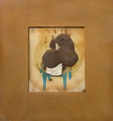 Tisch by Dieter Roth, 1968, Schokolade und Alufolie über Offset auf Papier, im Kakaopassepartout, sold Jun 2017