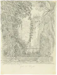Ludwig Emil Grimm, Grab des Virgil bei Neapel, 1816, Bleistift auf Papier