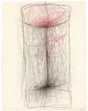 Karl Bohrmann, Ohne Titel (Gespinst, schwarzrot), 1962, Farbstift, Bleistift und Grafit auf Bristolkarton