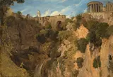William Linton, Der Sibyllen-Tempel in Tivoli, Öl auf Bütten auf Holz