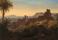 Blick auf Terracina by Deutsch, um 1830, Öl auf Leinwand, auf Pappe aufgezogen, sold Jun 2015