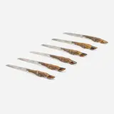 Caplain Paris, Deer hoof knives, set of six, stainless steel, deer hoof, silver