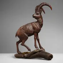 Black Forest, Mountain Goat sculpture, c. 1890, carved wood