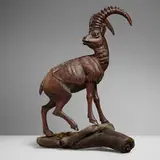 Black Forest, Mountain Goat sculpture, c. 1890, carved wood