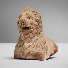 Roman, Lion-form waterspout, terracotta