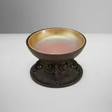 Oscar Bach, Centerpiece with Steuben insert, c. 1925, bronze, Aurene and Calcite glass