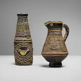 Roman, Vessel and pitcher with bird, glass with applied details