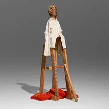 Julian Hoeber, Jeffrey, 2001, wood, latex, plaster, hair, cotton