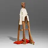 Julian Hoeber, Jeffrey, 2001, wood, latex, plaster, hair, cotton