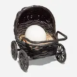 Liz Craft, Baby Carriage, 2008, bronze, porcelain, raffia