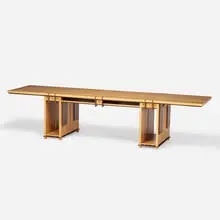 Wendy Evans Joseph, Desk, 2000, mahogany, pear wood, patinated metal
