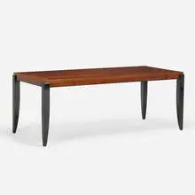 Lee Weitzman, Compello dining table, 1994, sapele, ebonized mahogany, pomelle bubinga