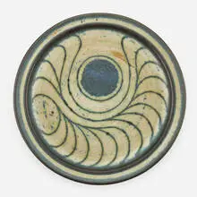Charger by Harrison McIntosh, c. 1976, glazed stoneware, sold May 2021