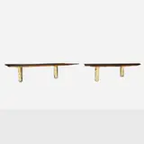 Phillip Lloyd Powell, Wall-mounted shelves, pair, c. 1965, American black walnut, 23 karat gold leaf, enameled steel