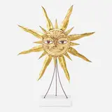 Dorsey Reading and Phillip Lloyd Powell, Sunburst, c. 1975/2020, welded, enameled, and silvered aluminum, enameled steel, carved wood, 24 karat gold leaf