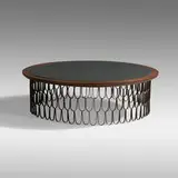 Paul Evans and Phillip Lloyd Powell, Large Loop coffee table, c. 1960, enameled iron, walnut, 23 karat gold leaf, slate
