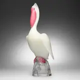 Pino Signoretto, Monumental pelican, c. 1975, lattimo glass with applied decoration, cristallo base