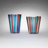 Gio Ponti, A Canne glasses model 915, set of two, 1946-47, glass with polychrome canes