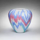 Barbara del Vicario, Fiamme vase, 1990, glass with polychrome cane decoration