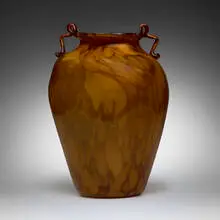 Fratelli Toso, Carnivale vase, c. 1930, internally decorated glass with applied details