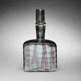 attribution Fratelli Toso, Bottle with stopper, c. 1950, internally decorated glass