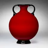 attribution Fratelli Toso, Incamiciato vase with handles, c. 1930, incamiciato glass with applied handles