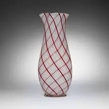 Reticello vase by Dino Martens, c. 1955, reticello glass, sold Feb 2025
