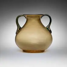 Murano, Suffiato vase, c. 1930, glass with gold inclusions and applied handles