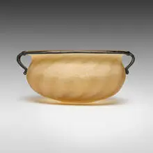 attribution Cenedese, Scavo bowl, c. 1950, scavo glass with applied rim and handles