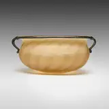 attribution Cenedese, Scavo bowl, c. 1950, scavo glass with applied rim and handles