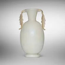 Napoleone Martinuzzi, Pulegoso vase, c. 1930, iridized pulegoso glass with gold leaf and applied handles