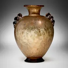 Artistica Barovier, Aventurine vase, c. 1925, aventurine glass with controlled air bubbles and applied details