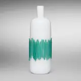 Salviati & C., Vase, c. 1970, lattimo glass with applied colored canes