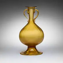 Murano, Soffiato vase, c. 1930, soffiato glass with applied handles and foot