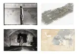 Joseph Beuys und Ute Klophaus, Ohne Titel (Plastik Straßenbahnhaltestelle)/„the pack (das Rudel)“/„Aktion Isolation unit, Terry Fox u. Joseph Beuys, Düsseldorf“/„fettbatterien, 1963, 4 Silbergelatineabzüge, wovon 3 auf Agfa-Papier