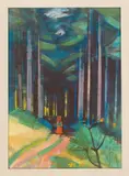 Hermann Glöckner, Johnsbach. Waldweg nach Dönschten, 1950, Gouache auf Papier, im Künstlerpassepartout
