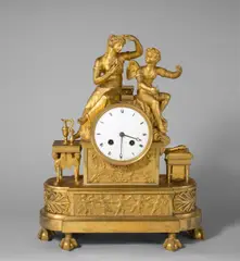 Paris, um 1810, Pendule mit Venus und Cupido, Um 1810, Bronze, feuervergoldet; Email