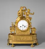 Paris, um 1810, Pendule mit Venus und Cupido, Um 1810, Bronze, feuervergoldet; Email