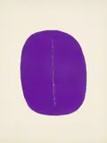 Lucio Fontana, Concetto Spaziale (Ovale violet avec fente), 1965, Serigraphie in Violett mit Schnitt vom Künstler auf Papier
