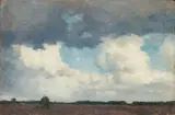 Deutsch, um 1860, Wolkenstudie, Öl auf Leinwand, auf Holz aufgezogen