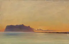 Friedrich Loos, Sonnenuntergang am Meer (Italien), Um 1848, Öl auf Papier auf Pappe
