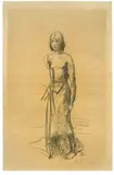 Karl Hofer, Stehende Frau. (Vor) 1949, Kohle auf Papier