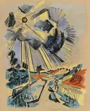 Max Pechstein, Strahlende Sonne, 1923, Lithographie, aquarelliert, auf Papier