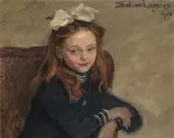 Sabine Lepsius, Mädchenportrait, 1910, Öl auf Leinwand, auf Hartfaser aufgezogen
