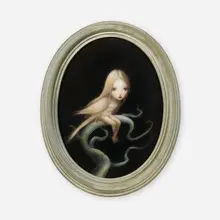 Nicoletta Ceccoli, Bird Girl, 2008, acrylic, airbrush on panel in artist's frame